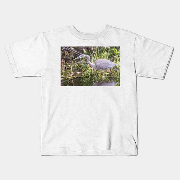 A lone Great Blue Heron Kids T-Shirt by josefpittner